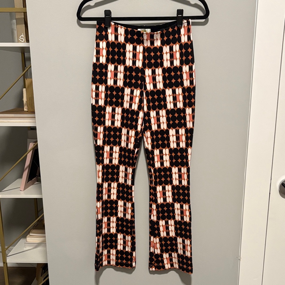 Maeve by Anthropologie The Margot Black and Orange Geometric Flare Pants